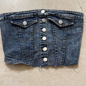 Emory Park Denim Button-Up Tube Top. Size small